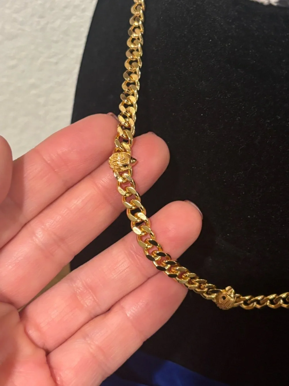 Kurt Geiger Gold-Tone Curb Chain Necklace with Bead Accents - Picture 4 of 6